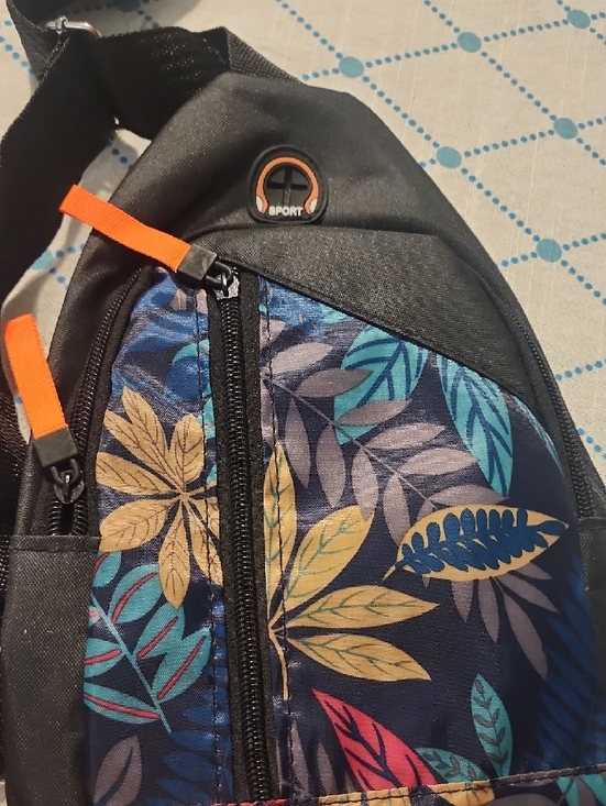 Black Floral Leaf Crossbody Sling Bag - Picture 2 of 9